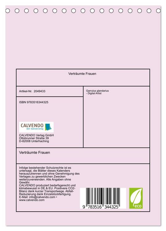 Produktbild: Vertr&auml;umte Frauen (Tischkalender 2026 DIN A5 hoch), CALVENDO Monatskalender
