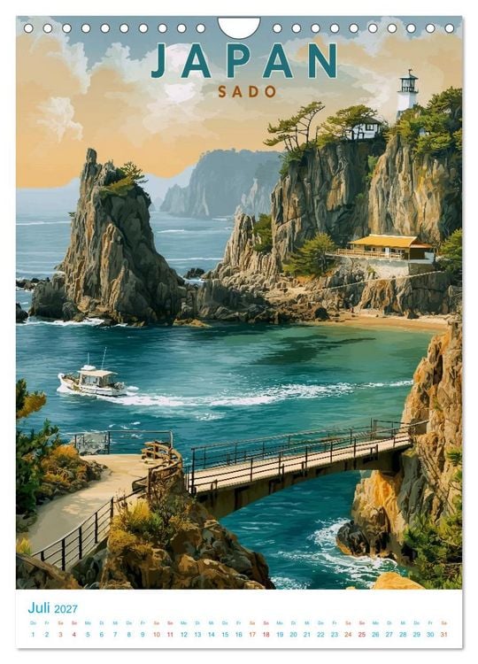 Produktbild: Japanische Inseln - Old School Poster Style (Wandkalender 2027 DIN A4 hoch), CALVENDO Monatskalender