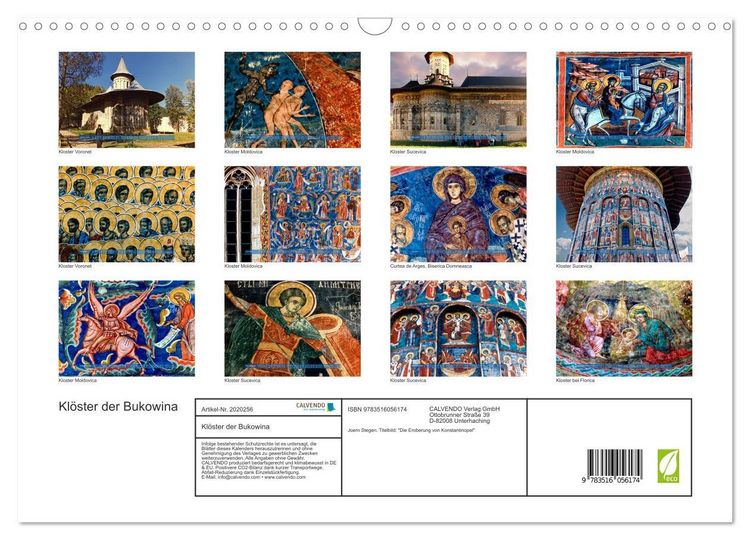 Produktbild: Kl&ouml;ster der Bukowina (Wandkalender 2026 DIN A3 quer), CALVENDO Monatskalender