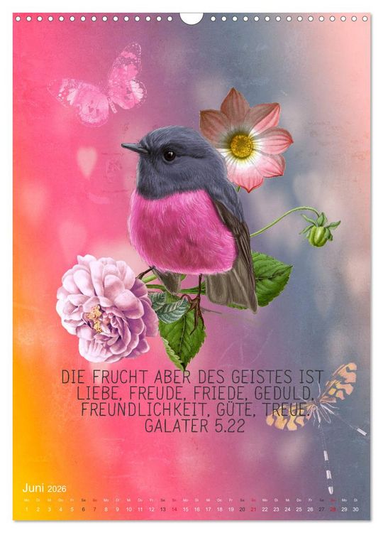 Produktbild: Bibelworte f&uuml;r Vogelfreunde (Wandkalender 2026 DIN A3 hoch), CALVENDO Monatskalender