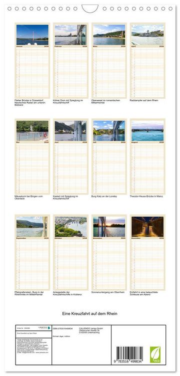 Produktbild: Familienplaner 2026 - Eine Kreuzfahrt auf dem Rhein mit 5 Spalten (Wandkalender, 21 x 45 cm) CALVENDO