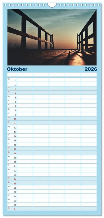 Produktbild: Familienplaner 2026 - Abendlicht &uuml;ber der Nordsee mit 5 Spalten (Wandkalender, 21 x 45 cm) CALVENDO