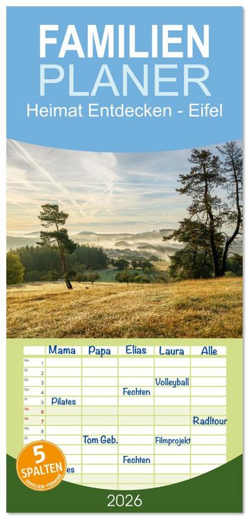 Produktbild: Familienplaner 2026 - Heimat Entdecken - Eifel mit 5 Spalten (Wandkalender, 21 x 45 cm) CALVENDO