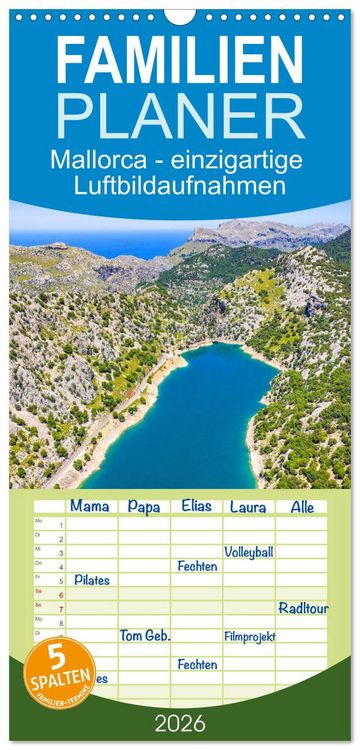 Produktbild: Familienplaner 2026 - Mallorca - einzigartige Luftbildaufnahmen mit 5 Spalten (Wandkalender, 21 x 45 cm) CALVENDO