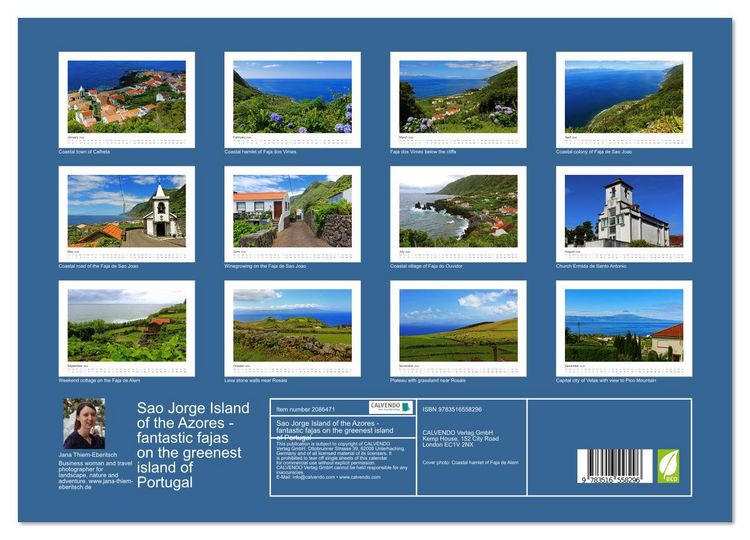 Produktbild: Sao Jorge Island of the Azores - fantastic fajas on the greenest island of Portugal (Wall Calendar 2026 DIN A3 landscape), CALVENDO 12 Month Wall Calendar