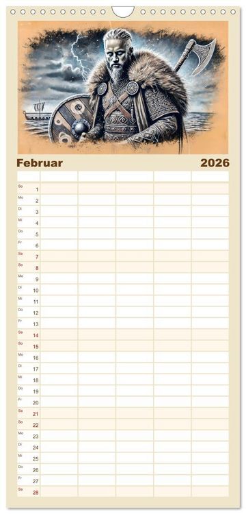 Produktbild: Familienplaner 2026 - Die Wikingerzeit - Helden, K&ouml;nige und Entdeckungen mit 5 Spalten (Wandkalender, 21 x 45 cm) CALVENDO