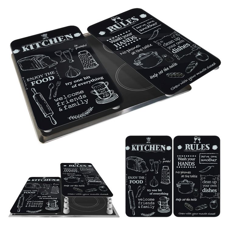 Produktbild: Herdabdeckplatte Universal Mod. Kitchen Rules, 2er Set, f&uuml;r alle Herdarten geeignet