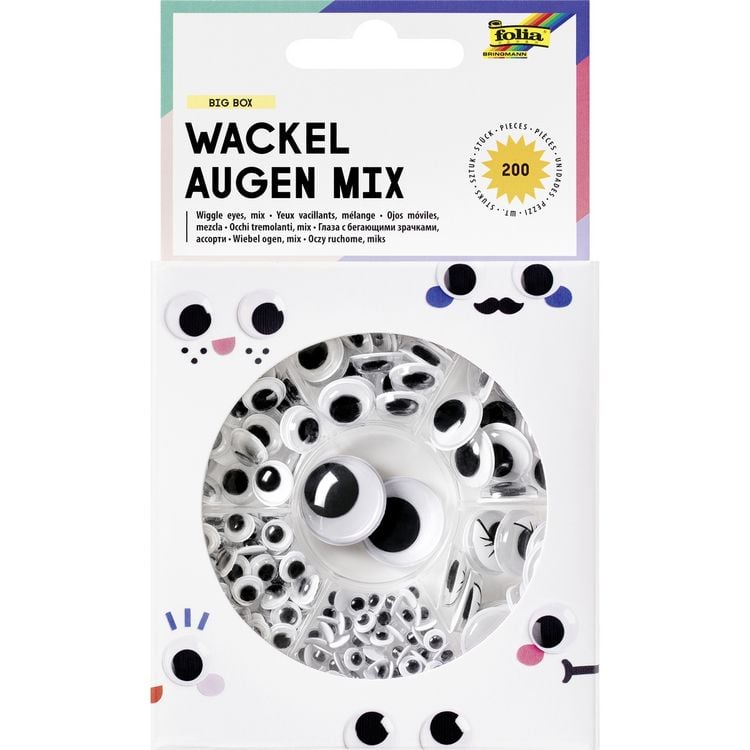 Produktbild: Wackelaugen BIG BOX MIX selbstkl. 200Stk