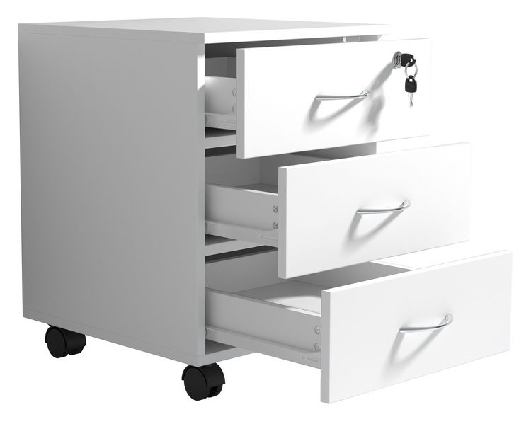 Produktbild: Holz Rollcontainer B&uuml;rom&ouml;bel 3 Schubladen Baula L