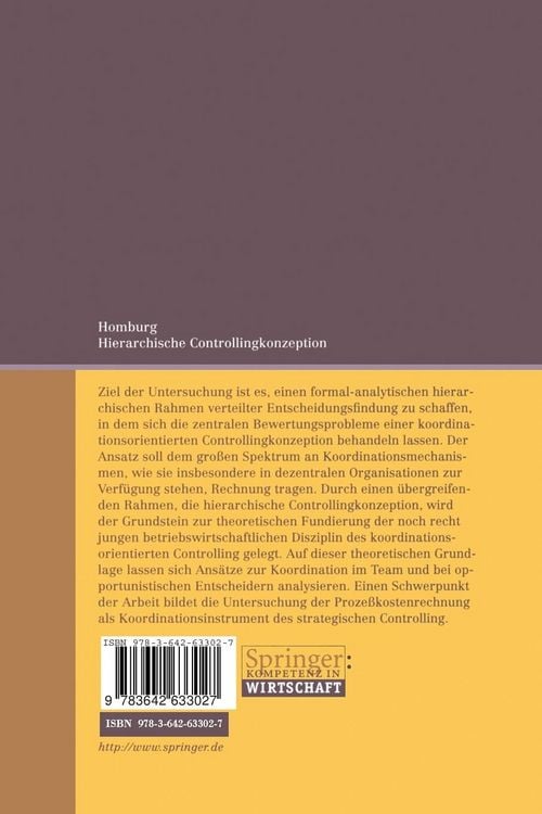 Produktbild: Hierarchische Controllingkonzeption