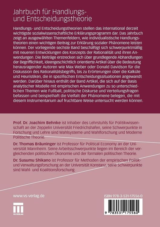 Produktbild: Jahrbuch f&uuml;r Handlungs- und Entscheidungstheorie