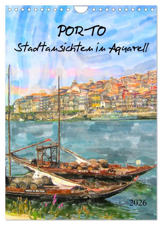 Produktbild: Porto - Stadtansichten in Aquarell (Wandkalender 2026 DIN A4 hoch), CALVENDO Monatskalender