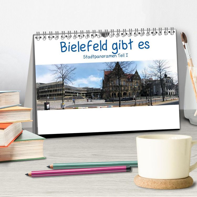 Produktbild: Bielefeld gibt es! Stadtpanoramen (Tischkalender 2026 DIN A5 quer), CALVENDO Monatskalender