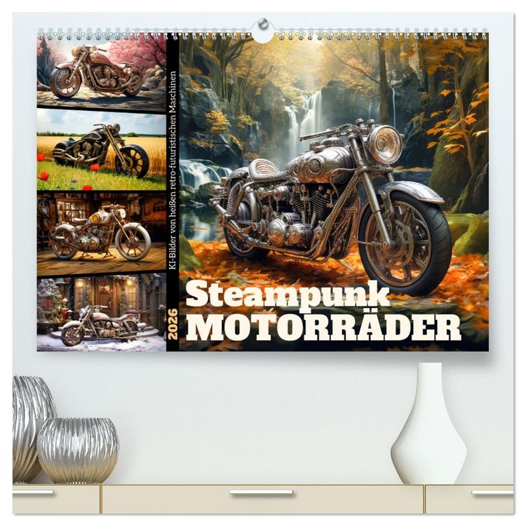 Produktbild: Steampunk Motorr&auml;der (hochwertiger Premium Wandkalender 2026 DIN A2 quer), Kunstdruck in Hochglanz