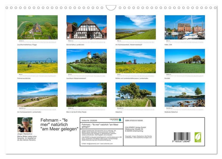 Produktbild: Fehmarn - "fe mer" nat&uuml;rlich "am Meer gelegen" (Wandkalender 2026 DIN A3 quer), CALVENDO Monatskalender
