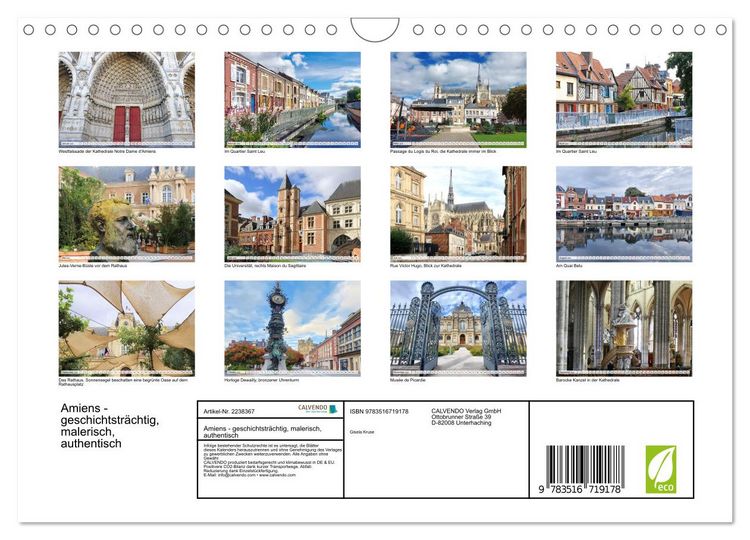 Produktbild: Amiens - geschichtstr&auml;chtig, malerisch, authentisch (Wandkalender 2026 DIN A4 quer), CALVENDO Monatskalender