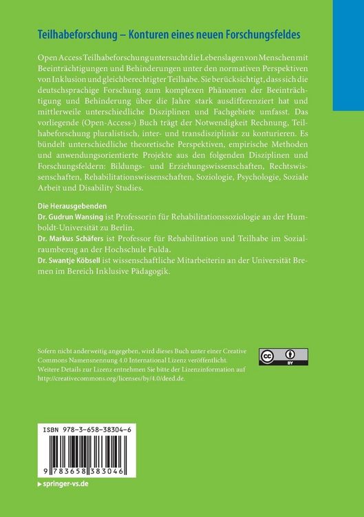 Produktbild: Teilhabeforschung &ndash; Konturen eines neuen Forschungsfeldes