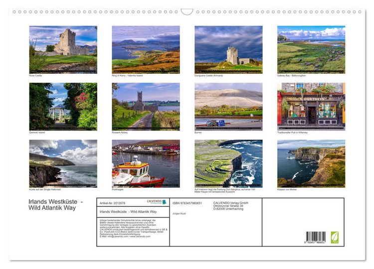 Produktbild: Irlands Westk&uuml;ste - Wild Atlantik Way (Wandkalender 2026 DIN A2 quer), CALVENDO Monatskalender