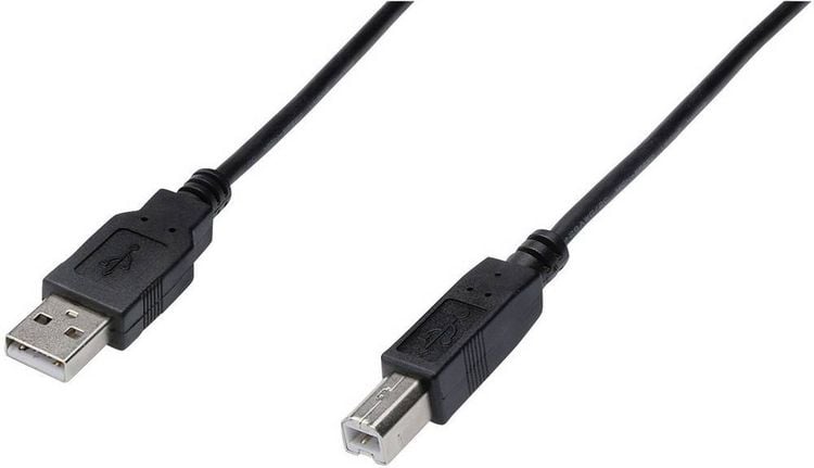 Produktbild: Digitus USB-Kabel USB 2.0 USB-A Stecker, USB-B Stecker 5.00 m Schwarz Rund, doppelt geschirmt AK-300105-050-S