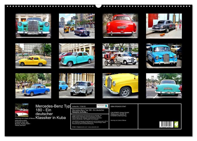 Produktbild: Mercedes-Benz Typ 180 - Ein deutscher Klassiker in Kuba (Wandkalender 2025 DIN A2 quer), CALVENDO Monatskalender
