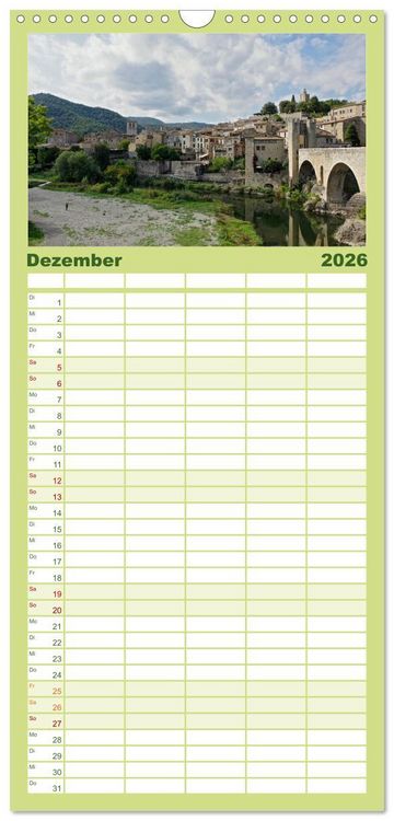 Produktbild: Familienplaner 2026 - Besal&uacute; und Banyolas mit 5 Spalten (Wandkalender, 21 x 45 cm) CALVENDO