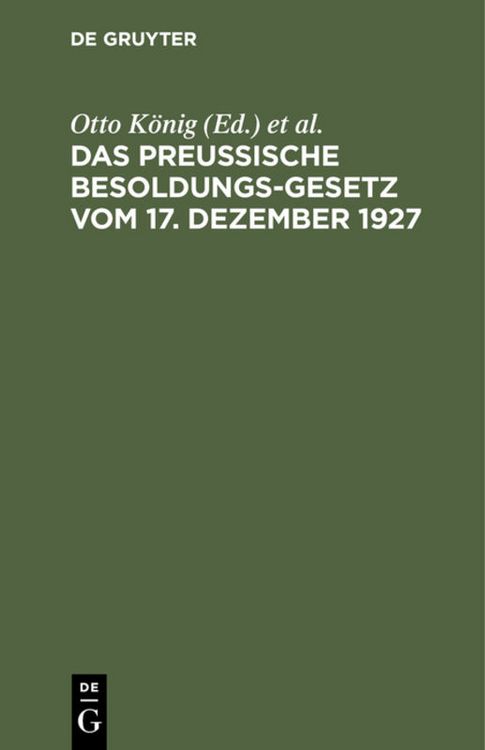 Produktbild: Das preu&szlig;ische Besoldungsgesetz vom 17. Dezember 1927