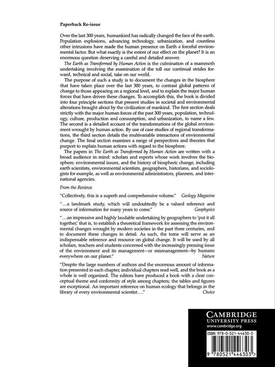 Produktbild: The Earth as Transformed by Human Action