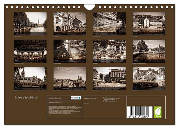 Produktbild: Gutes altes Z&uuml;rich (Wandkalender 2026 DIN A4 quer), CALVENDO Monatskalender