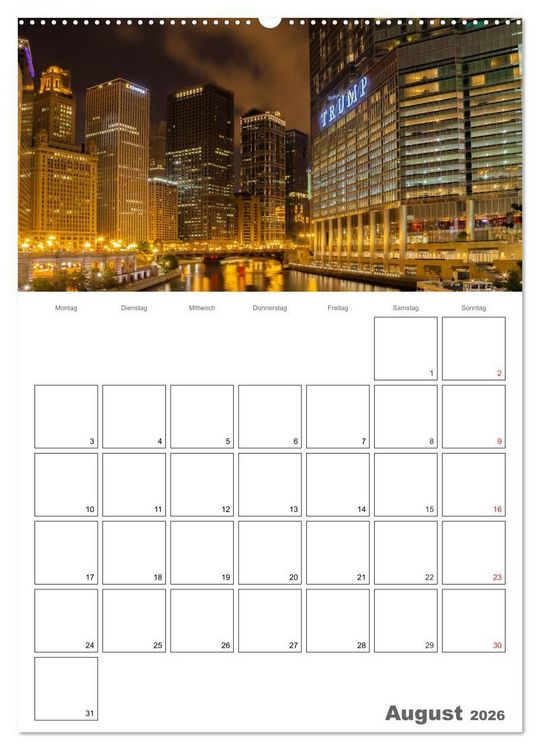Produktbild: CHICAGO Terminplaner (hochwertiger Premium Wandkalender 2026 DIN A2 hoch), Kunstdruck in Hochglanz