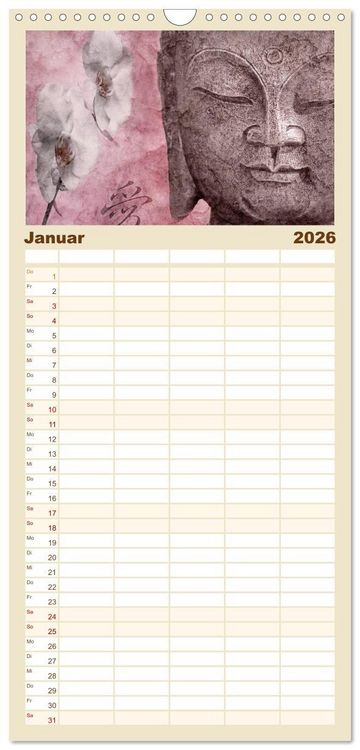 Produktbild: Familienplaner 2026 - Momente in Rosa mit 5 Spalten (Wandkalender, 21 x 45 cm) CALVENDO