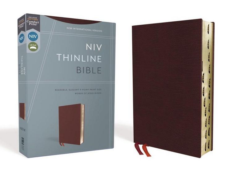 Produktbild: NIV, Thinline Bible, Bonded Leather, Burgundy, Indexed, Red Letter Edition