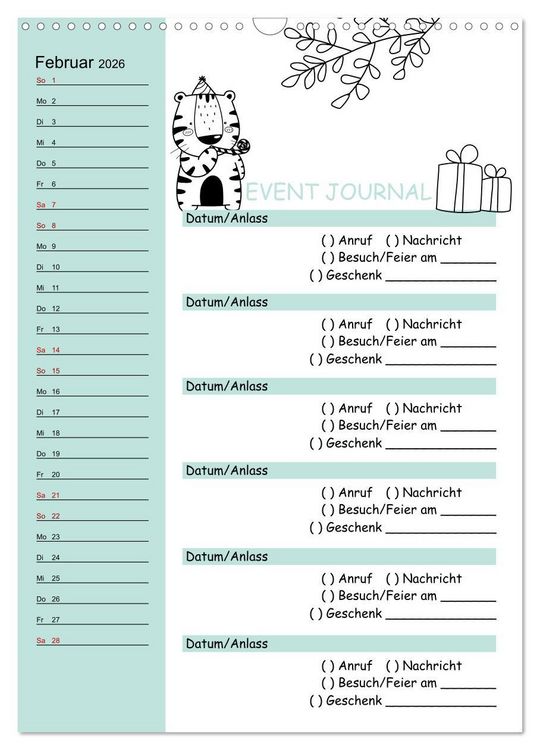 Produktbild: Geburtstagsplaner Doodle Tiere - F&uuml;r Termine, Geschenke, Eventdetails & mehr (Wandkalender 2026 DIN A3 hoch), CALVENDO Monatskalender