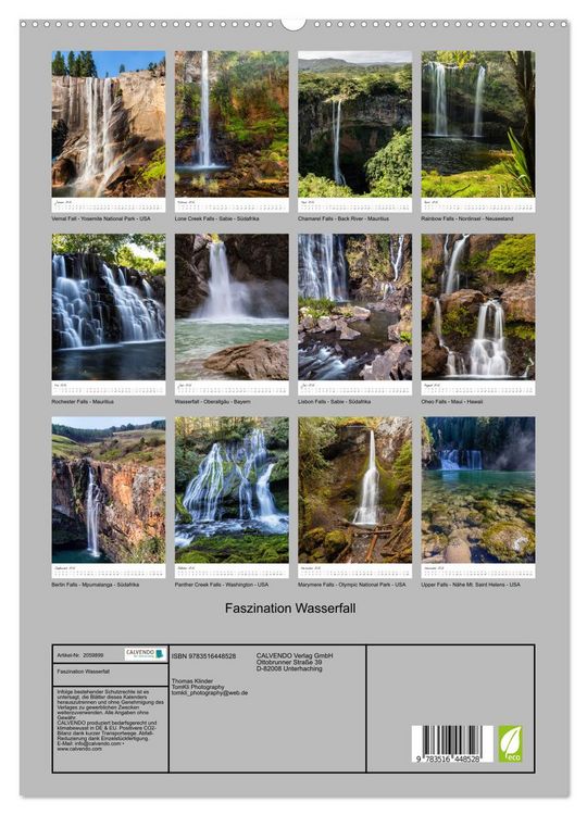 Produktbild: Faszination Wasserfall (hochwertiger Premium Wandkalender 2026 DIN A2 hoch), Kunstdruck in Hochglanz