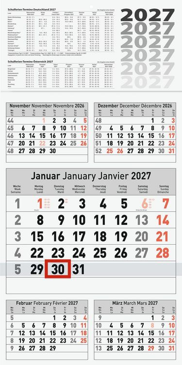 Produktbild: BRUNNEN 1070281007 5-Monatskalender 2027 300&times;585 mm