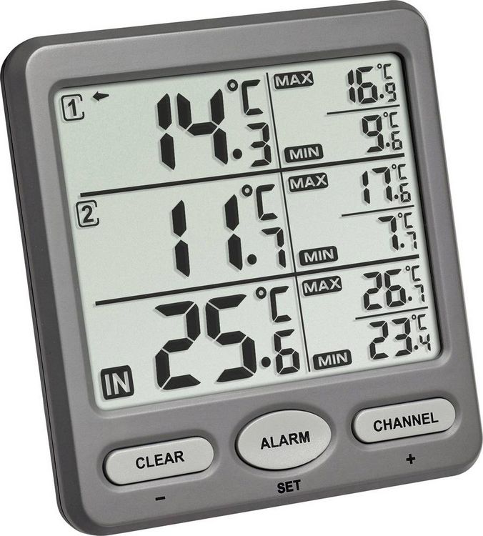 Produktbild: TFA Dostmann TRIO Funk-Thermometer Anthrazit