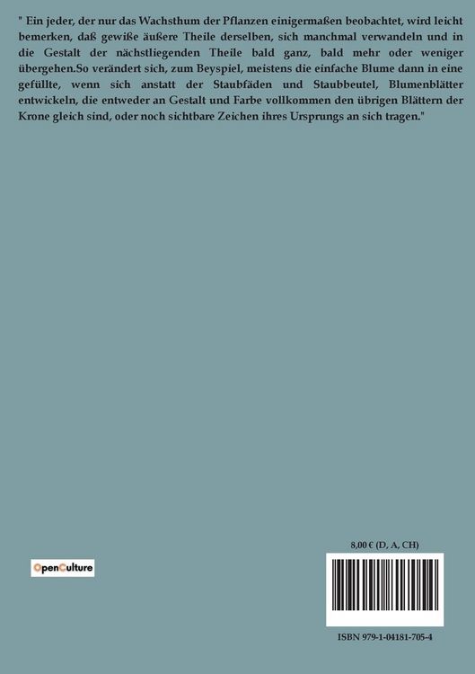 Produktbild: Der Versuch die Metamorphose der Pflanzen zu erkl&auml;ren