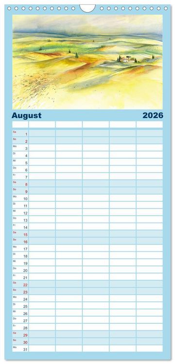 Produktbild: Familienplaner 2026 - Toskana Aquarelle mit 5 Spalten (Wandkalender, 21 x 45 cm) CALVENDO