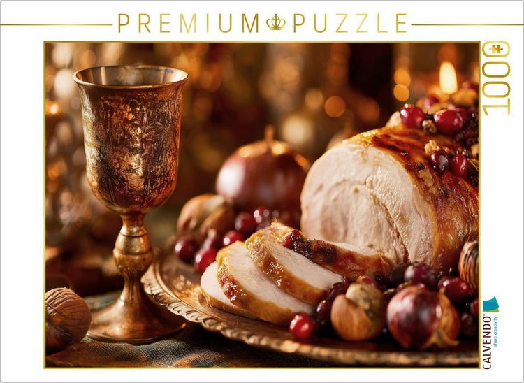 Produktbild: CALVENDO Puzzle Ein gedeckter Tisch voller Dankbarkeit und Herbstgold | 1000 Teile Lege-Gr&ouml;&szlig;e 64x48cm Foto-Puzzle f&uuml;r gl&uuml;ckliche Stunden
