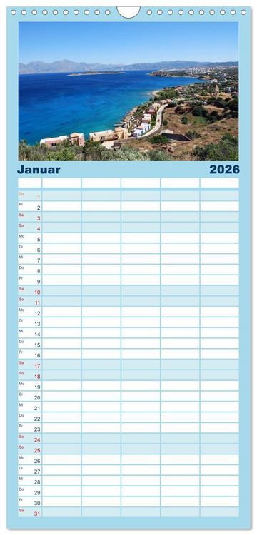 Produktbild: Familienplaner 2026 - Griechenland - Insel Kreta mit 5 Spalten (Wandkalender, 21 x 45 cm) CALVENDO