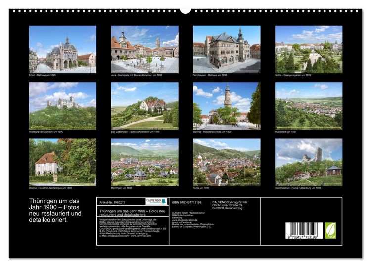 Produktbild: Th&uuml;ringen um das Jahr 1900 &ndash; Fotos neu restauriert und detailcoloriert. (hochwertiger Premium Wandkalender 2026 DIN A2 quer), Kunstdruck in Hochglanz