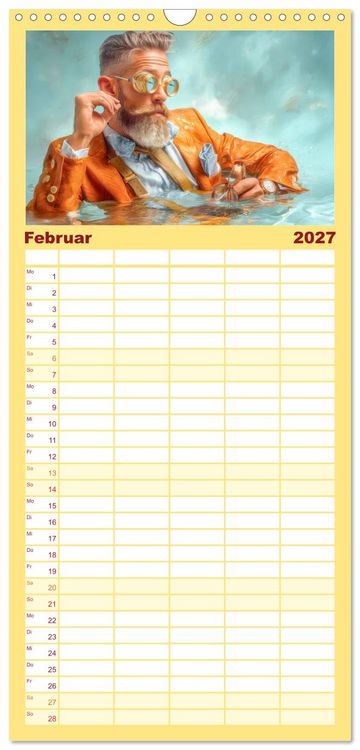 Produktbild: Familienplaner 2027 - Dandy und Retro Vintage - Portraits mit Humor mit 5 Spalten (Wandkalender, 21 x 45 cm) CALVENDO