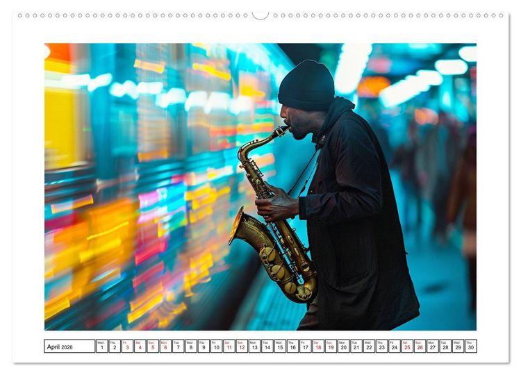 Produktbild: In Jazz Bars at Midnight (High Quality Premium Wall Calendar 2026 DIN A2 landscape),CALVENDO 12 Month Wall Calendar