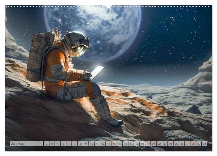 Produktbild: Astronaut - Unterwegs in der Galaxie (hochwertiger Premium Wandkalender 2026 DIN A2 quer), Kunstdruck in Hochglanz