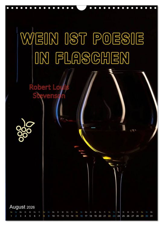 Produktbild: WEIN Weisheiten und Sprichworte (Wandkalender 2026 DIN A3 hoch), CALVENDO Monatskalender