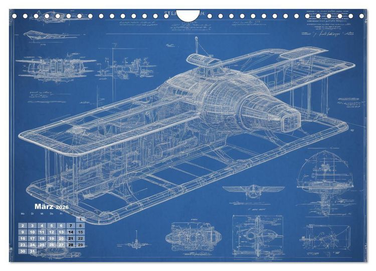 Produktbild: Steampunk - Blaupausen (Wandkalender 2026 DIN A4 quer), CALVENDO Monatskalender
