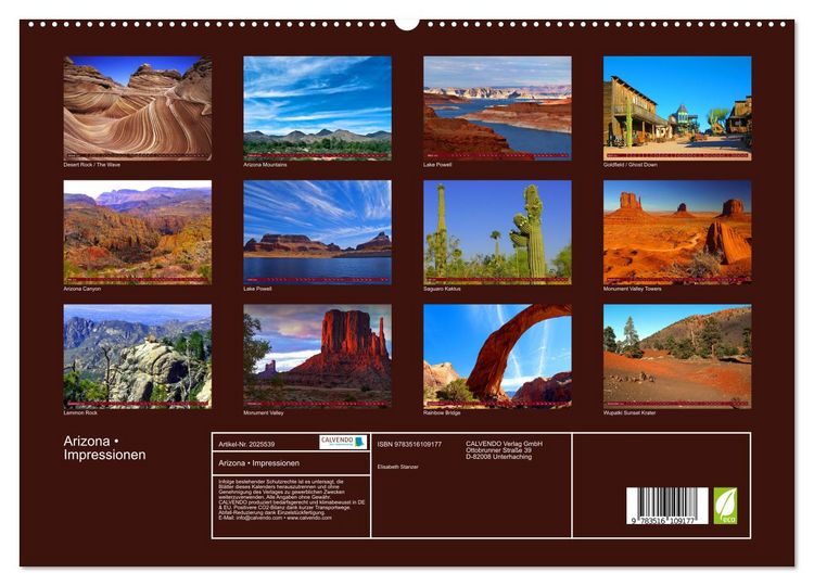 Produktbild: Arizona &bull; Impressionen (hochwertiger Premium Wandkalender 2026 DIN A2 quer), Kunstdruck in Hochglanz