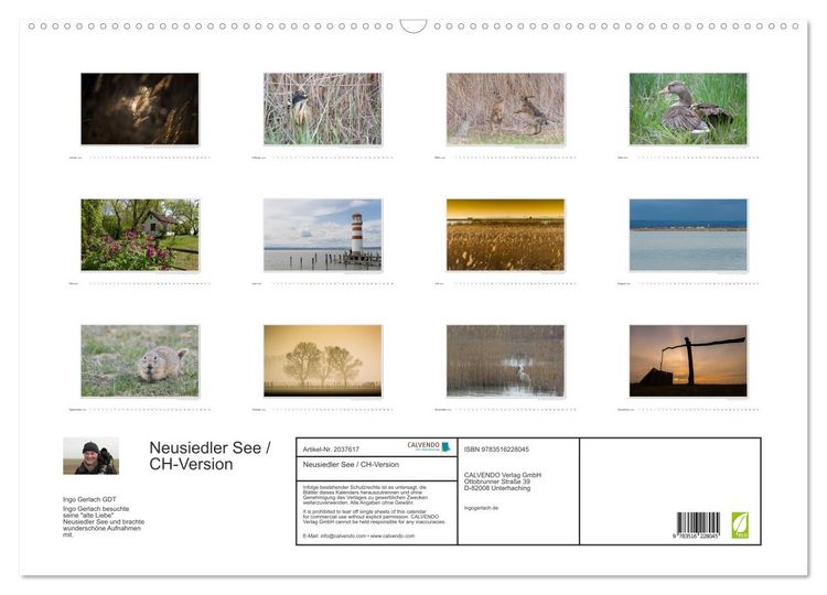 Produktbild: Neusiedler See / CH-Version (Wandkalender 2026 DIN A2 quer), CALVENDO Monatskalender
