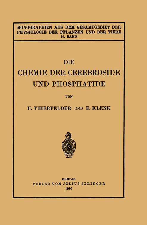 Produktbild: Die Chemie der Cerebroside und Phosphatide