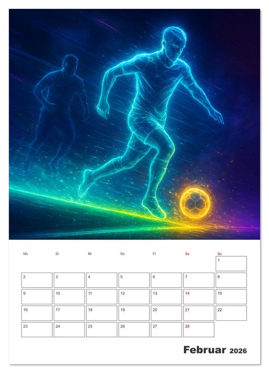 Produktbild: Vision Fu&szlig;ball Licht - Kraft - Spiel (hochwertiger Premium Wandkalender 2026 DIN A2 hoch), Kunstdruck in Hochglanz