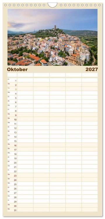 Produktbild: Familienplaner 2027 - Sardinien. Sch&ouml;ne Landschaften und bunte St&auml;dte. mit 5 Spalten (Wandkalender, 21 x 45 cm) CALVENDO